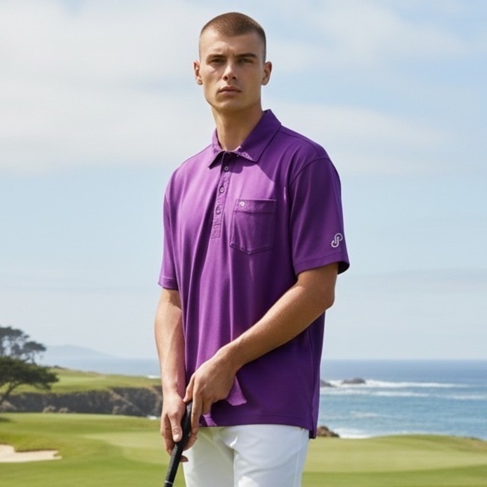 Travis‎ Mathew Mens Purple Pima Cotton Blend Short Sleeve Golf Polo Shirt Large